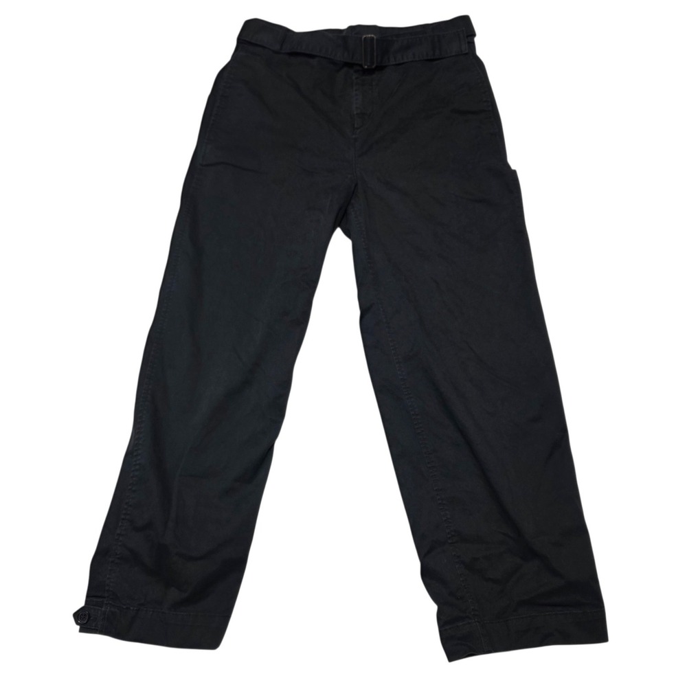 Banana Republic Authentic Chino Women 12 Black Wide Leg Belted High Rise Stretch